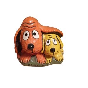 Vintage dog coin bank orange and yellow dog bank granny cottage core still funct
